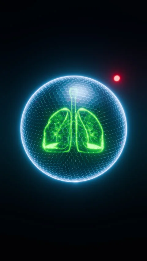 Glowing Breating Lungs Shielded From Pathogens Vertical Video Stock Footage 329851967