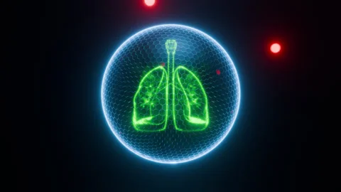 Glowing Breating Lungs Shielded From Pathogens Stock Footage 329851972