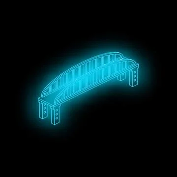 Glowing bridge spanning the darkness, isometric neon structure Illustrazione stock