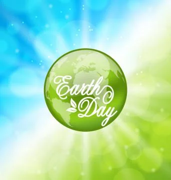 Glowing Bright Background for Earth Day Holiday with Planet Stock Illustration