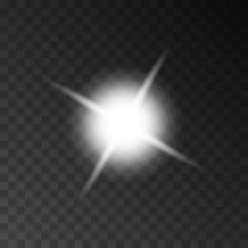 Glowing Bright Star Effect on Transparent Background for Graphic Design. Stock Illustration