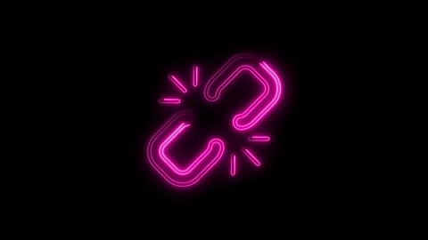 Glowing broken link neon icon animation on black background network connect.. Stock Footage 314541457