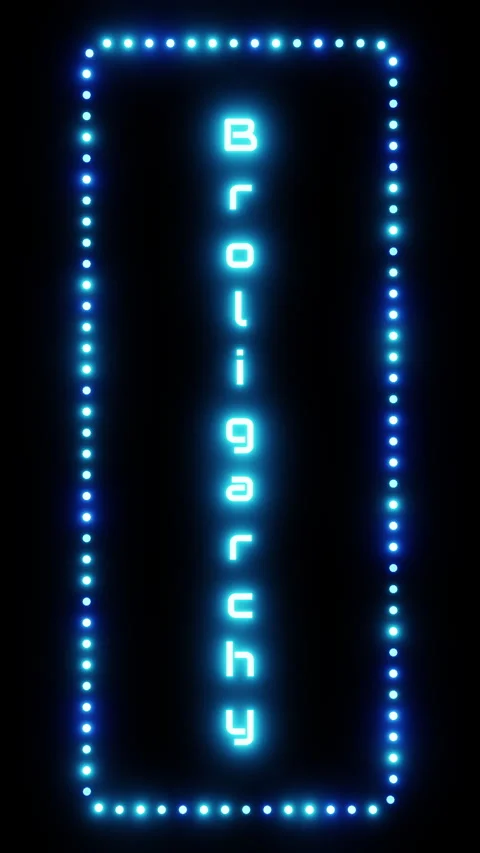 Glowing broligarchy sign in flashing vertical frame, 3D render. Broligarchy Stock Footage 332175000