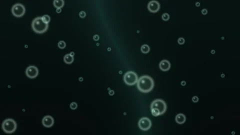 Glowing Bubbles Floating in Dark Green Water Stock Footage 340636784