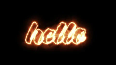 Glowing, Burning, Flaming "hello" text, Black screen for Text Digital Processing Stock Footage 301282967