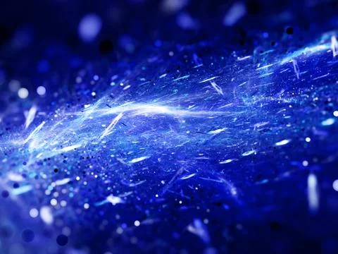 Glowing burst particles in space abstract background Illustrazione stock