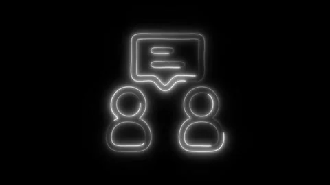 Glowing Business Development Discussion Icon in HD Video Neon Animation Stock Footage 304555886