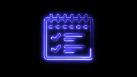 Glowing Business Development Planner Icon in HD Video Neon Animation Vidéo 304555924