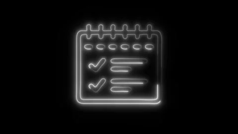 Glowing Business Development Planner Icon in HD Video Neon Animation Video stock 304555928