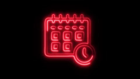 Glowing Business Development Schedule Icon in HD Video Neon Animation Stock Footage 304555845