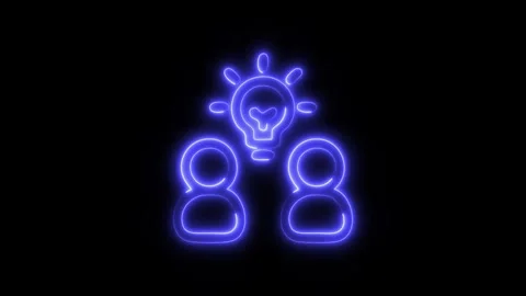 Glowing Business Development Teamwork Icon in HD Video Neon Animation 库存影片 304555853