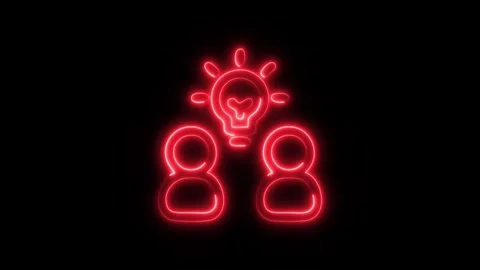 Glowing Business Development Teamwork Icon in HD Video Neon Animation 库存影片 304555856