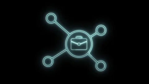 Glowing Business Network Connection Animation with Briefcase Icon 動画素材 345137828