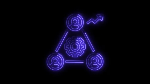 Glowing business process animation triangle people and gear Stock Footage 308194576