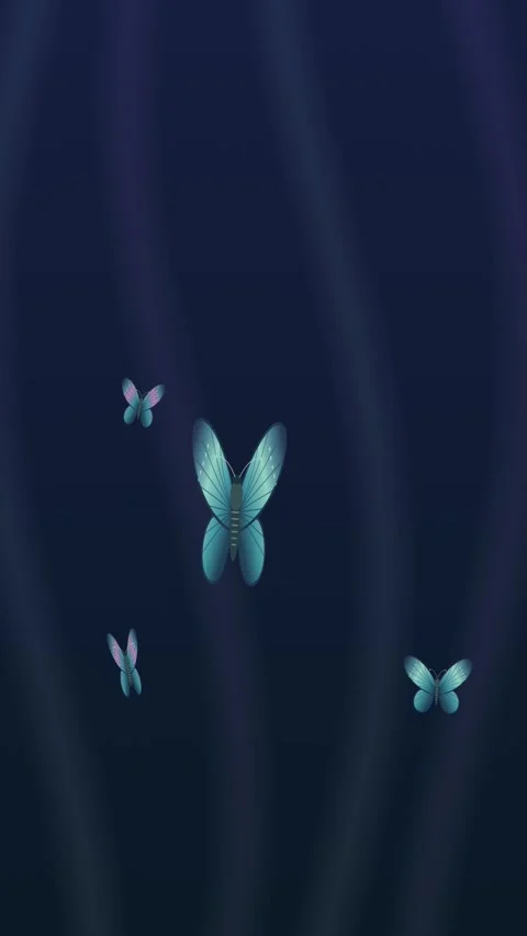Glowing Butterflies and Aurora Vertical 4K Loop Stock Footage 345009574