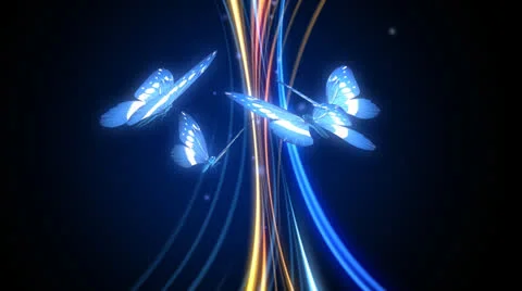 Glowing butterflies Stock Footage 24724013