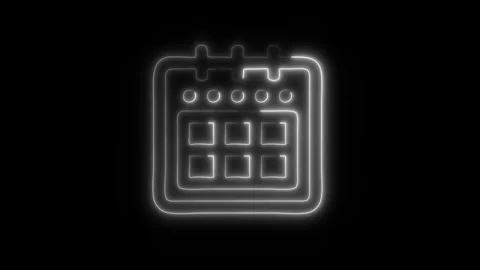 Glowing Calendar Date Icon in HD Video Neon Animation Stock Footage 304555559