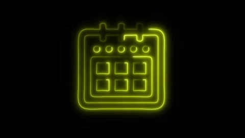 Glowing Calendar Date Icon in HD Video Neon Animation Video stock 304555564