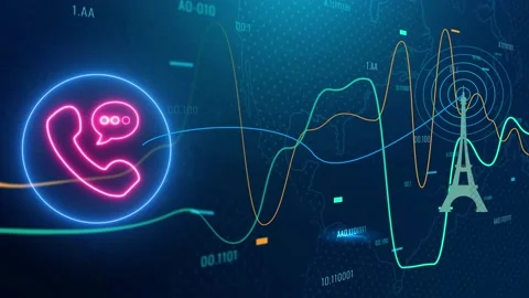 Glowing call icon with neon light. cell phone icon incoming call symbol. vd 1590 Stock Footage 172107512