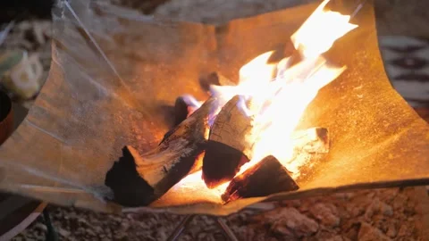 A glowing Campfire Night KSA Stock Footage 309876748