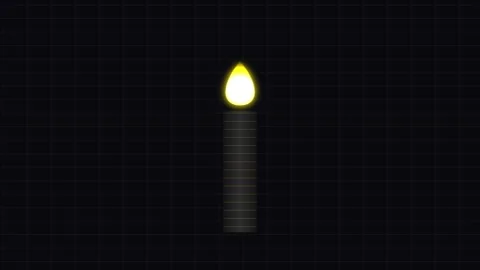 Glowing Candle Flame on Dark Grid Background - Symbol of Hope, Memory, and .. Stock Footage 347563780