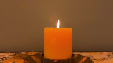 Glowing Candle Light at Home During Peaceful Evening Ambience Video stock 339266879