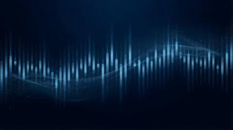 Glowing candlestick chart with trend line background イラスト素材