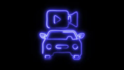 Glowing Car Camera Icon and Symbol in HD Video Neon Stock Footage 304559467