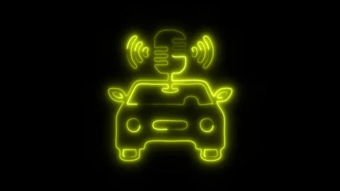 Glowing Car Recognition Icon and Symbol in HD Video Neon Stock Footage 304559342