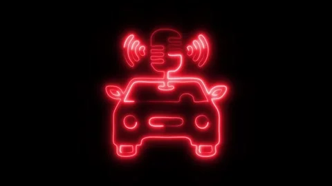 Glowing Car Recognition Icon and Symbol in HD Video Neon Stock Footage 304559343
