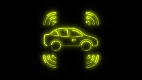Glowing Car Sensor Icon and Symbol in HD Video Neon Stock Footage 304559507