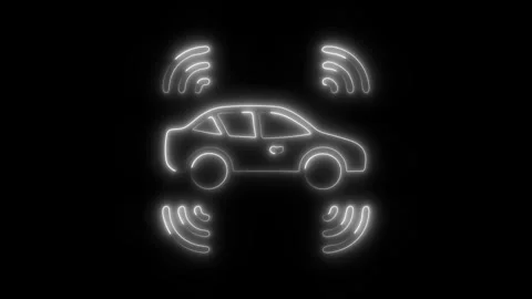 Glowing Car Sensor Icon and Symbol in HD Video Neon Stock Footage 304559511