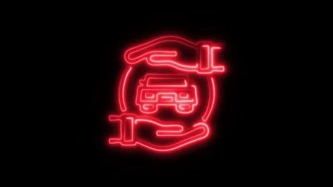 Glowing Car Services Icon and Symbol in HD Video Neon Stock Footage 304558438