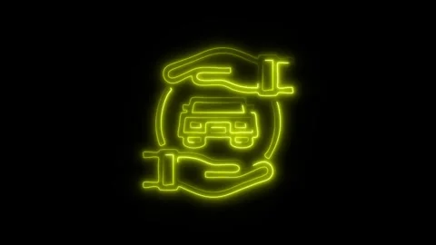 Glowing Car Services Icon and Symbol in HD Video Neon Stock Footage 304558440