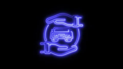 Glowing Car Services Icon and Symbol in HD Video Neon Stock Footage 304558443