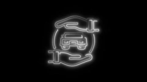 Glowing Car Services Icon and Symbol in HD Video Neon Stock Footage 304558454