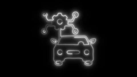 Glowing Car Services Icon and Symbol in HD Video Neon Stock Footage 304559543