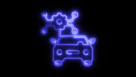 Glowing Car Services Icon and Symbol in HD Video Neon Stock Footage 304559545
