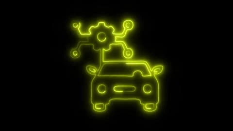Glowing Car Services Icon and Symbol in HD Video Neon Stock Footage 304559547