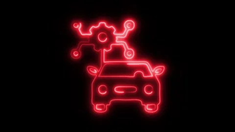 Glowing Car Services Icon and Symbol in HD Video Neon Stock Footage 304559549