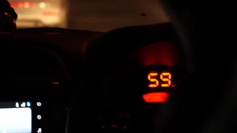 Glowing Car Speedometer at Night in Motion Stock Footage 316894986