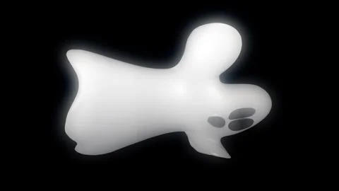 Glowing cartoon ghost floating in dark space with spooky expression. Perfect for Stock Footage 316417437