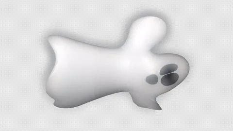Glowing cartoon ghost floating in dark space with spooky expression. 스톡 동영상 342238517