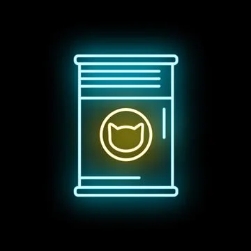 Glowing cat food can representing pet nutrition Illustrazione stock