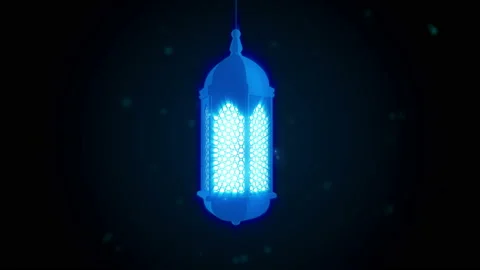 Glowing celebration lantern hanging from ceiling on dark background. Stock Footage 105285965
