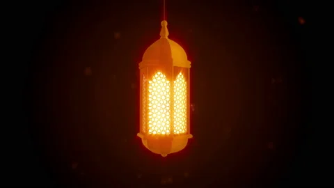 Glowing celebration lantern hanging from ceiling on dark background. Stock Footage 105286000
