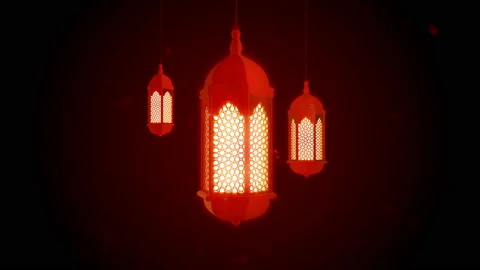 Glowing celebration lantern hanging from ceiling on dark background. Stock Footage 105286617