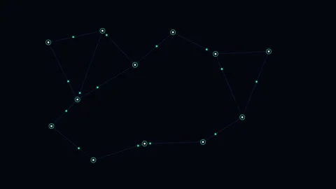 A glowing celestial constellation map displayed against a deep black void Vídeos de archivo 338310556