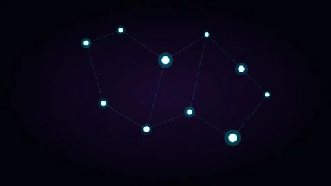 A glowing celestial constellation map isolated on a deep dark background Stock Footage 338309625