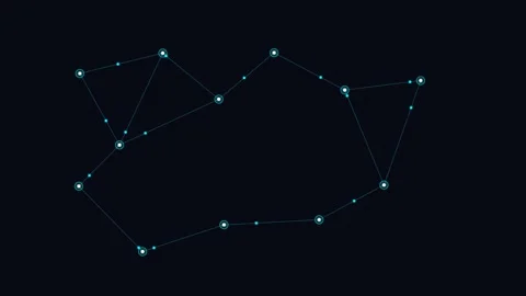 A glowing celestial constellation map isolated on a deep black background Stock Footage 338310217